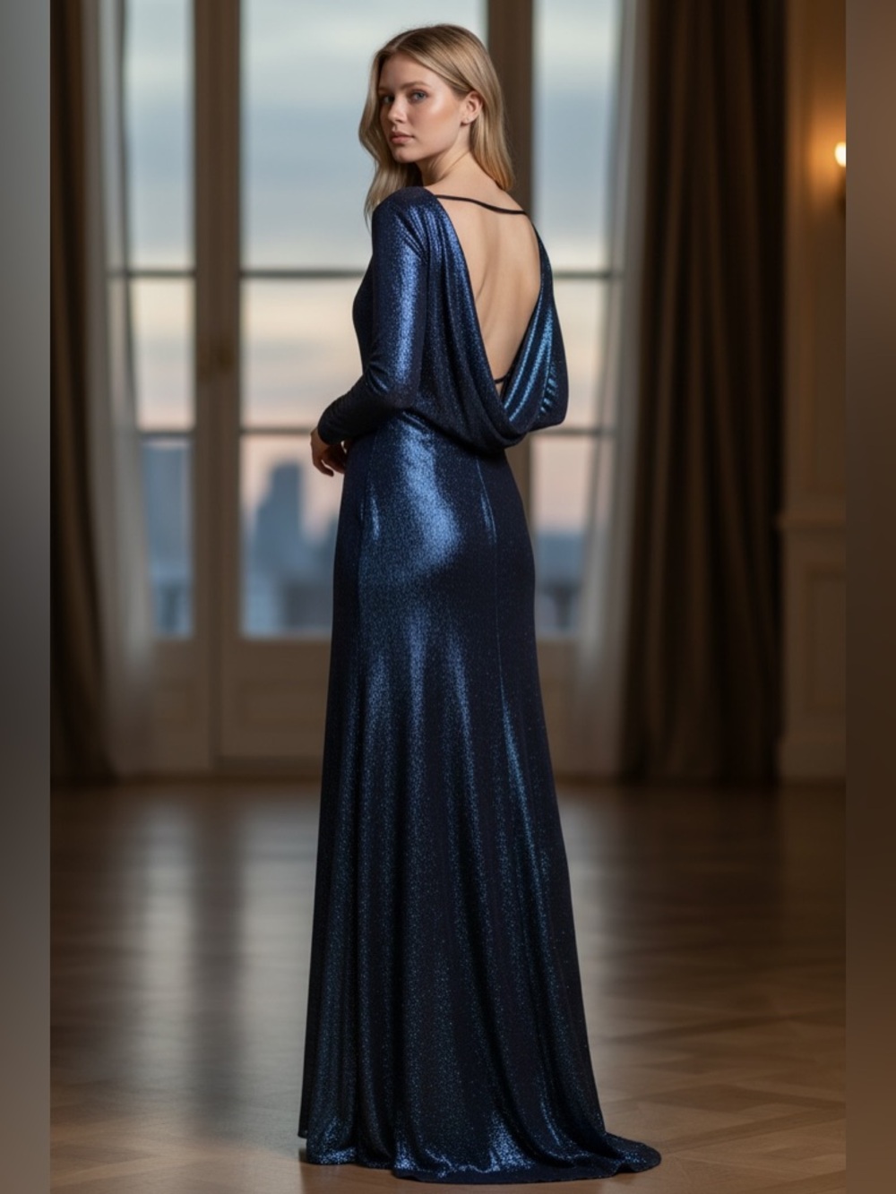 Dsquared2 New Long Sleeve Open Back Gown Size S